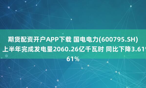 期货配资开户APP下载 国电电力(600795.SH)：上半年完成发电量2060.26亿千瓦时 同比下降3.61%